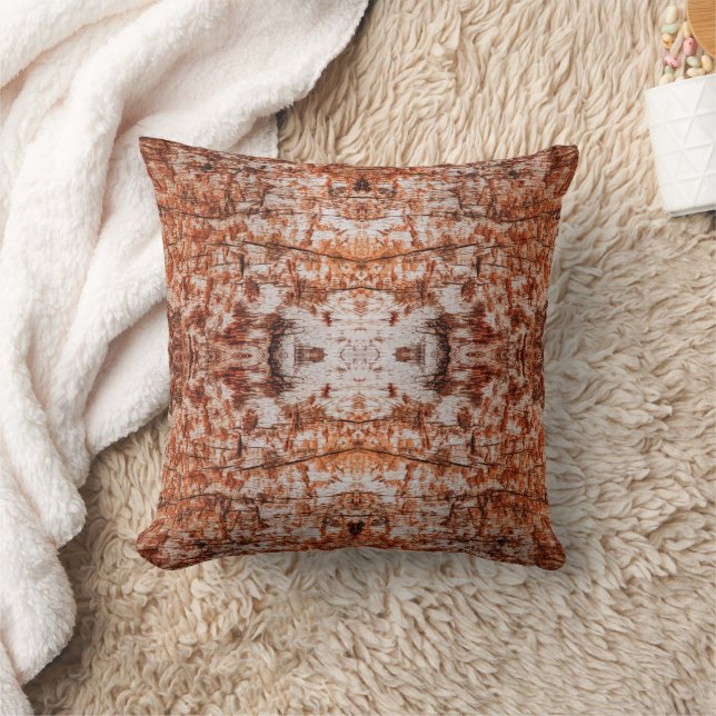 Tree Log Cutaway Photo Mixed Media Repeat Pattern Throw Pillow (Blanket)