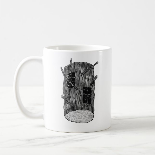 Tree Log With Forest Creatures Nature Lover Coffee Mug (Left)