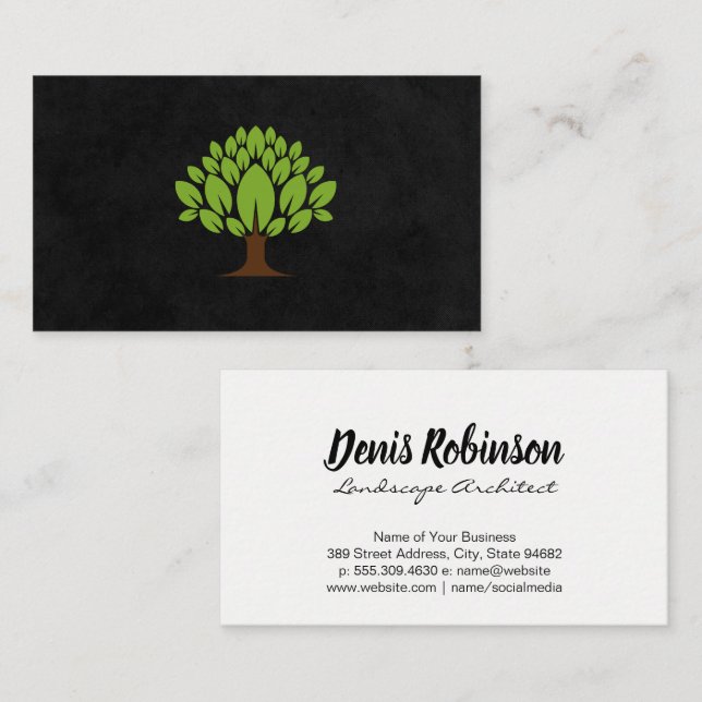 Tree Logo and Leaves Business Card (Front/Back)