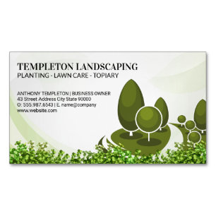 Tree Logo Bushes Gardening Business Card Magnet