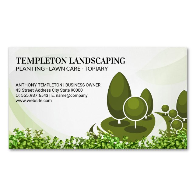 Tree Logo | Bushes | Gardening Business Card Magnet (Front)