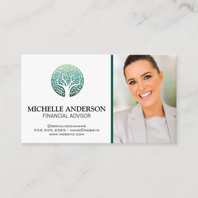 Tree Logo | Business Woman Business Card (Front)