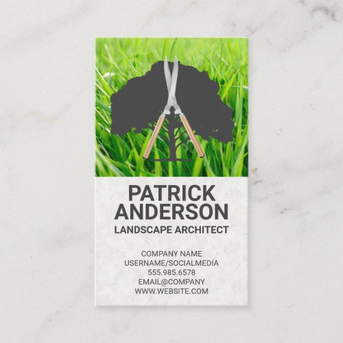 Tree Logo  Hedge Clippers  Cut Grass Business Card
