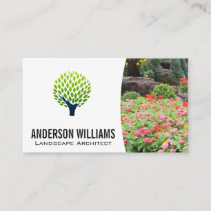Tree Logo Landscape Flowers Trees Business Card