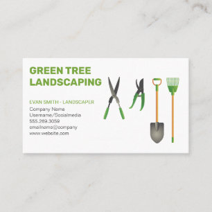 Tree Logo Landscaping Garden Tools Lawn Business Card
