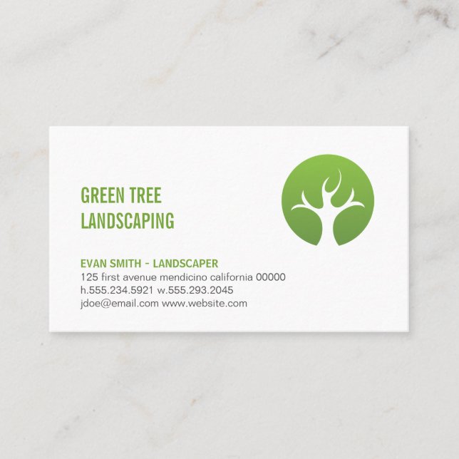 Tree Logo | Landscaping | Tree Trimming Business Card (Front)