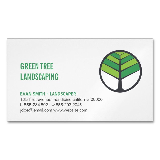 Tree Logo | Landscaping | Tree Trimming Business Card Magnet (Front)