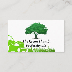 Tree Logo Lawn Mower and Grass Business Card