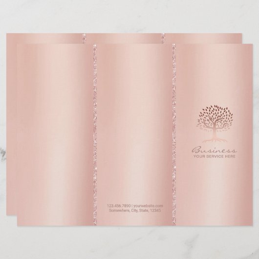 Tree Logo Rose Gold Tri-Fold Spa Salon Bruchures (Front/Back)