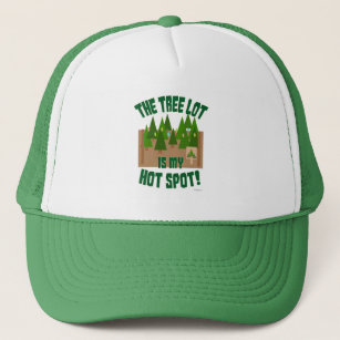 Tree Lot Is My Hot Spot Holiday Fun Cartoon Trucker Hat