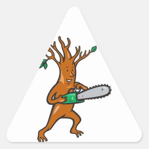 Tree Man Arborist With Chainsaw Triangle Sticker
