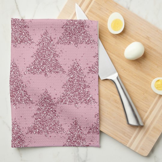 Tree Mod Decor Dusty Mauve Pink Pastel Pattern Kitchen Towel