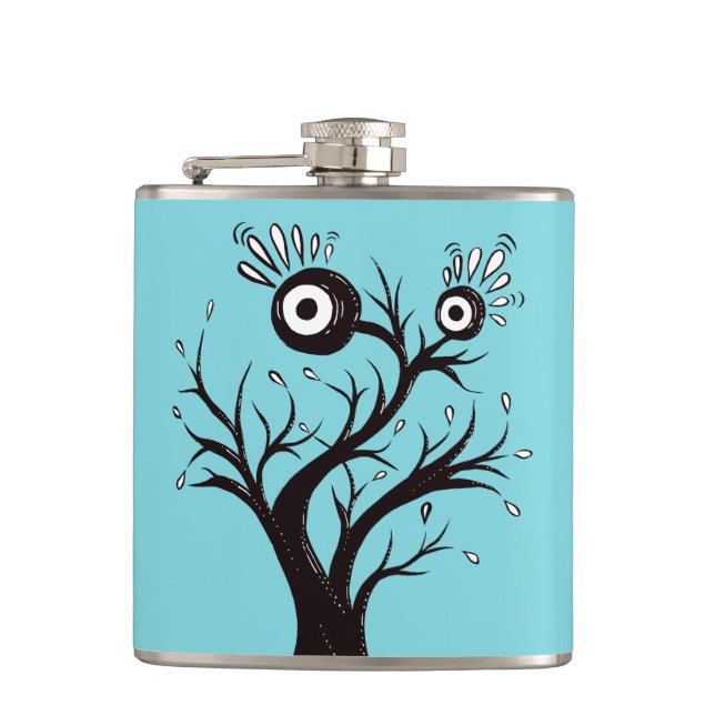 Tree Monster Weird Ink Drawing Flask (Front)