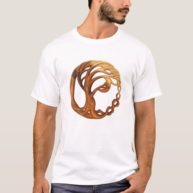 Tree & Moon Wood Carved Tree of Life T-Shirt (Front)