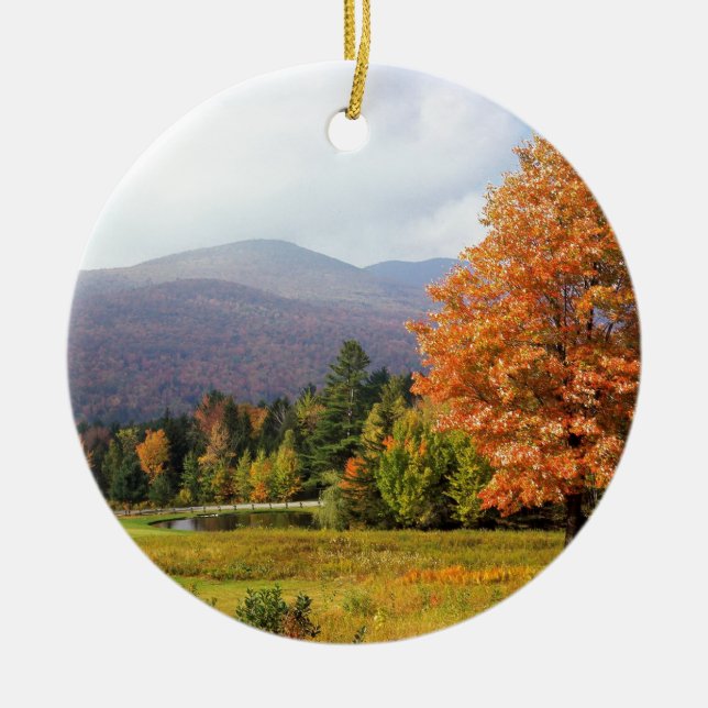 Tree Mount Mansfield Vermont Ceramic Ornament (Front)
