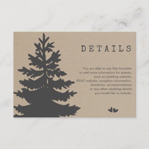 Tree  Mountain Woodland Forest Wedding Details Enclosure Card