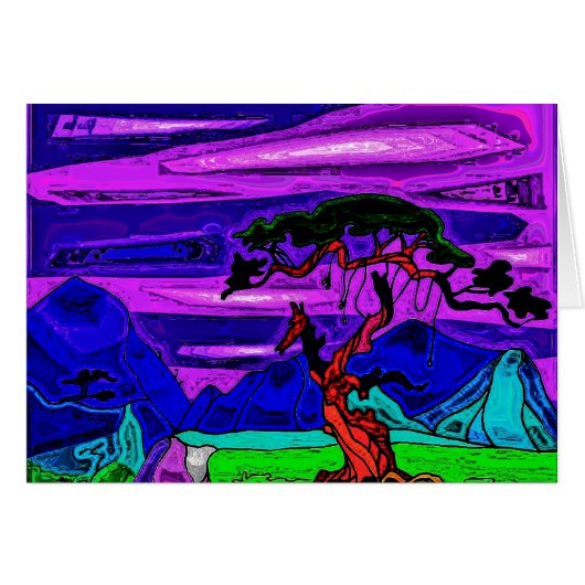 Tree & Mountains 2 Cards (Front Horizontal)