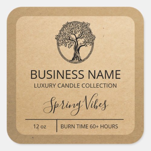 Tree Nature Kraft Paper Soy Candle Labels