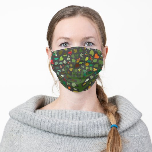 Tree nature pattern cute bright modern adult cloth face mask (Worn)