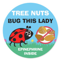 Tree Nut Allergy Alert Epinephrine Ladybug Classic Round Sticker