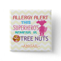 Tree Nut Allergy Alert Superhero Girl Button
