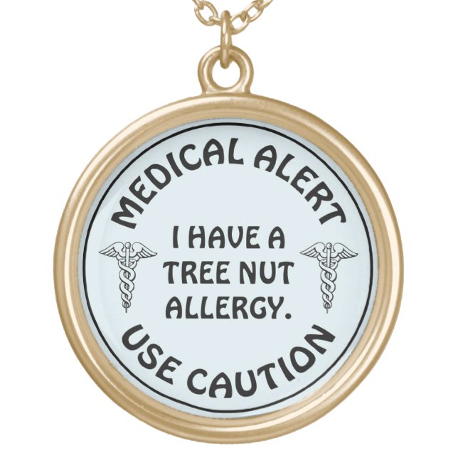 TREE NUT ALLERGY GOLD PLATED NECKLACE (Front)