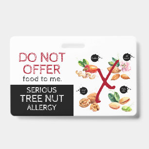 Tree Nut Food Allergy Alert Label Badge