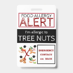 Tree Nut Food Allergy Alert Label Badge