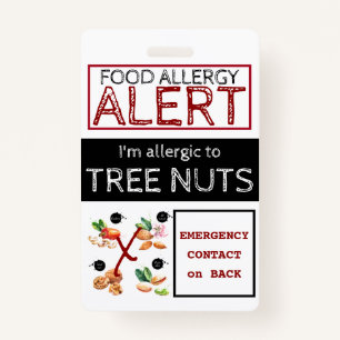 Tree Nut Food Allergy Alert Label Badge