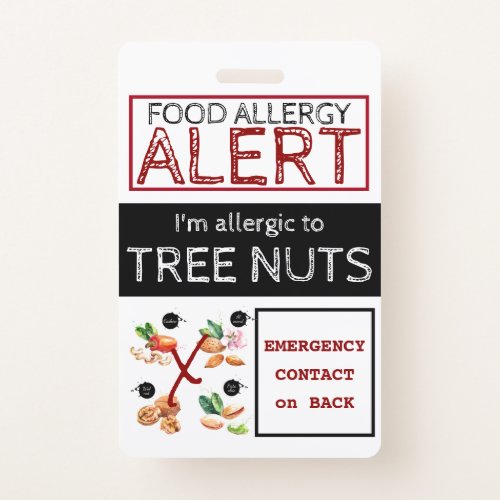 Tree Nut Food Allergy Alert Label Badge