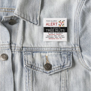Tree Nut Food Allergy Alert Label Button