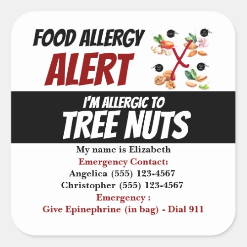 Tree Nut Food Allergy Alert Warning Label