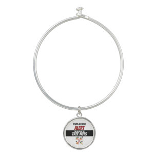Tree Nut Food Allergy Alert Warning Label Bangle Bracelet