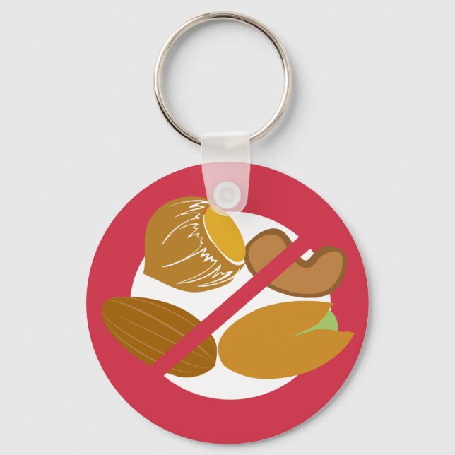 Tree Nut Free Symbol Red Nut Allergy Kids Keychain (Front)
