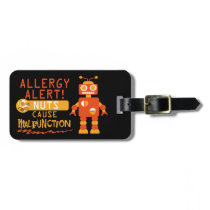 Tree Nut Peanut Personalized Allergy Alert Robot Luggage Tag