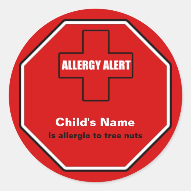 Tree Nuts Allergy Medical Alert Custom Sml Sticker (Front)