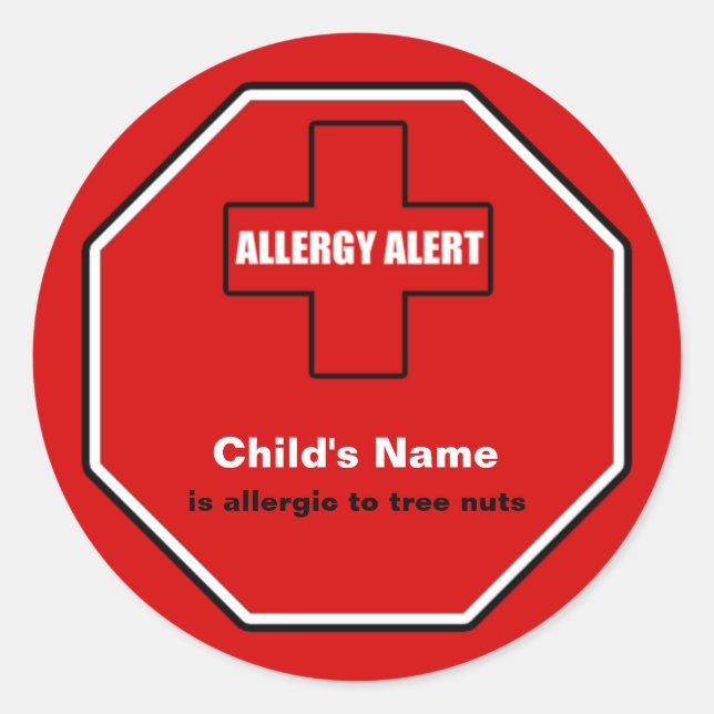 Tree Nuts Allergy Medical Alert Custom Std Sticker (Front)