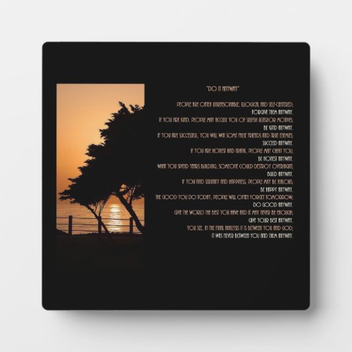 Tree  Ocean Sunset Do It  Anyway Plaque