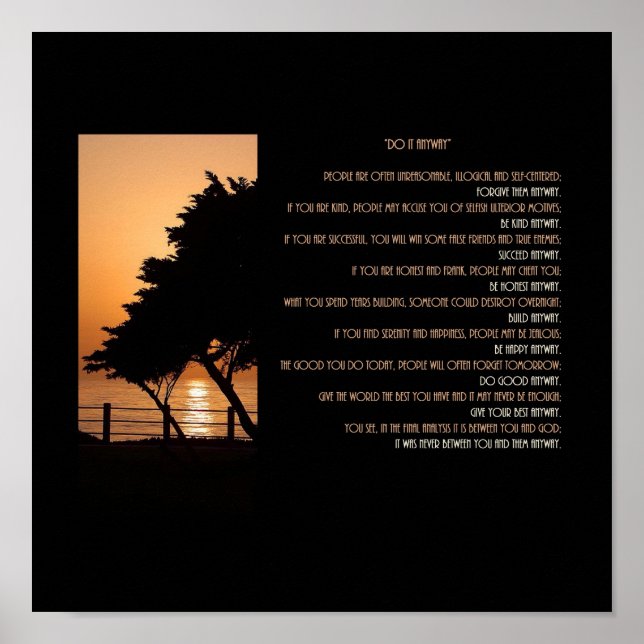 Tree & Ocean Sunset Do It Anyway Poster (Front)