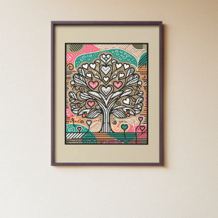 Tree of Heartfelt Growth – Vibrant Love & Life Ill Poster