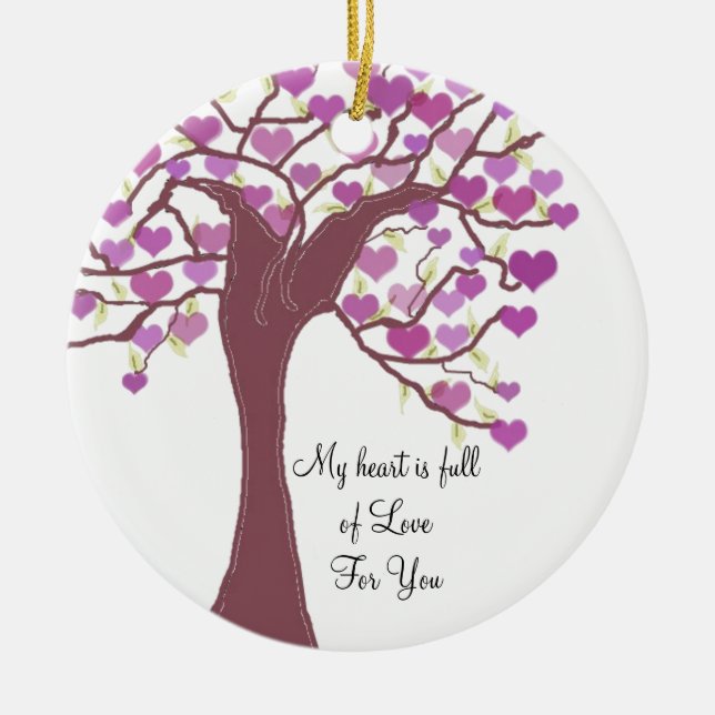 Tree of Hearts Ceramic Ornament (Front)