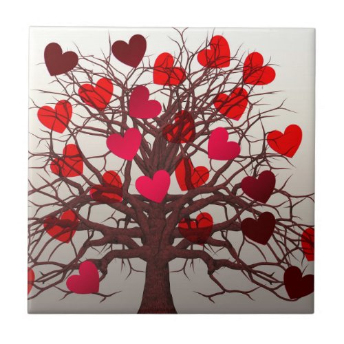 Tree of Hearts Ceramic Tile