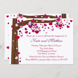Tree of Hearts Engagement Party Invitation