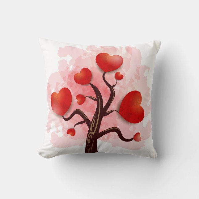Tree of Hearts Throw Pillow (Front)