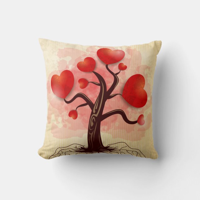 Tree of Hearts Throw Pillow (Front)