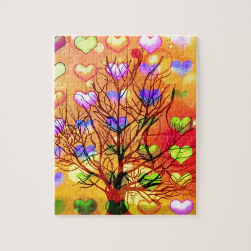 Tree of joy with multiple hearth jigsaw puzzle