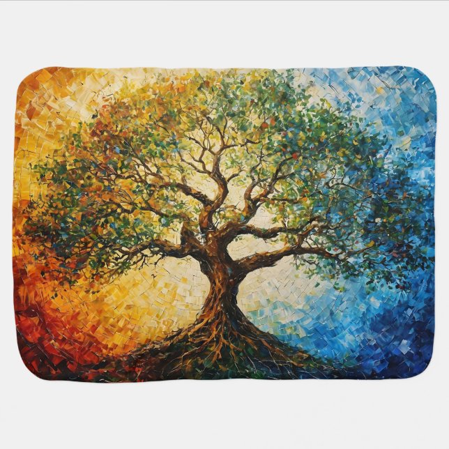 Tree of Knowledge - Oil Painting Baby Blanket (Horizontal)