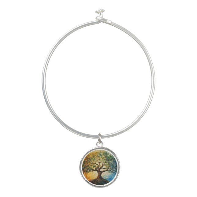 Tree of Knowledge - Oil Painting Bangle Bracelet (Front)