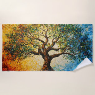 Tree of Knowledge - Oil Painting Beach Towel