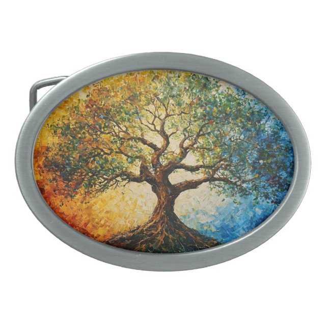 Tree of Knowledge - Oil Painting Belt Buckle (Front)